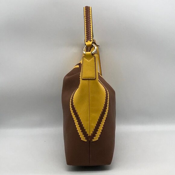 Michael Kors Women's Karson Luggage/Citrus Pebbled Leather Large Hobo Bag - Picture 3 of 12